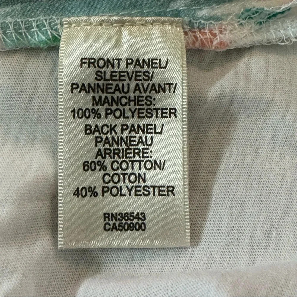 Van Heusen M Medium Shirt Top Blue Geometric Short Sleeve Split Round Neck - Picture 6 of 7